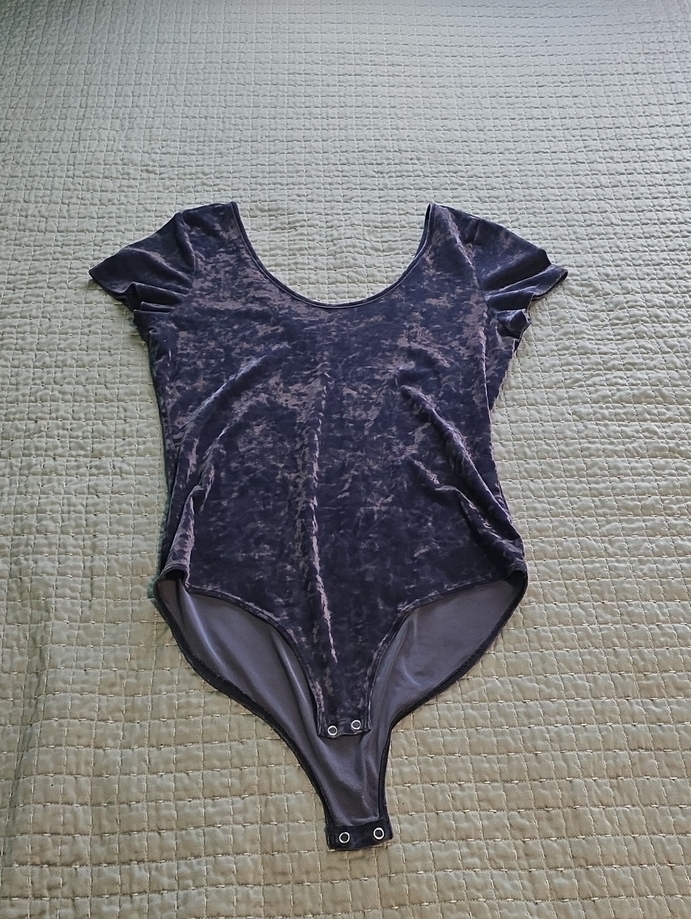 Women's Velvet Scoop Neck Bodysuit Dark Gray